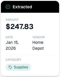 Extracted expense data