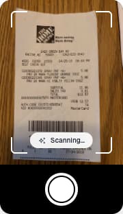 Receipt photo being scanned