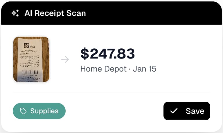 AI receipt scanning interface
